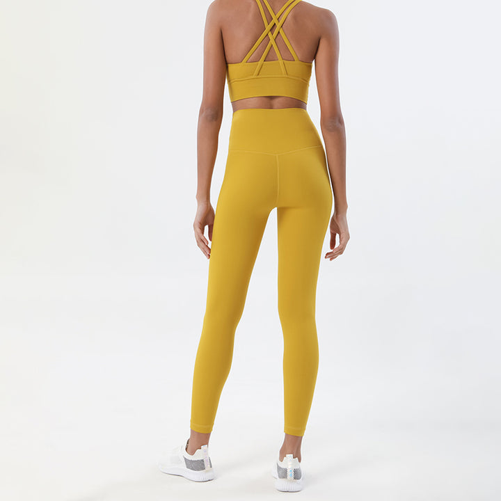 Premium Women's Yoga Set – Breathable Tracksuit for Fitness, Running, and Outdoor Sports – High-Waisted Leggings & Sports Bra, Comfortable & Elastic, Nylon-Spandex Blend, Removable Chest Pads, Invisible Waist Pocket