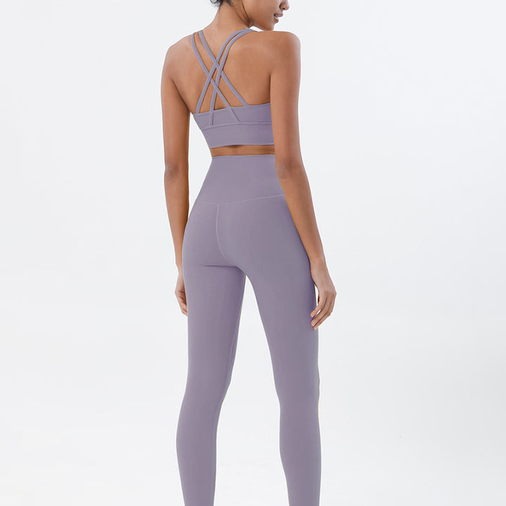 Premium Women's Yoga Set – Breathable Tracksuit for Fitness, Running, and Outdoor Sports – High-Waisted Leggings & Sports Bra, Comfortable & Elastic, Nylon-Spandex Blend, Removable Chest Pads, Invisible Waist Pocket