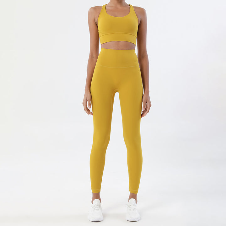 Premium Women's Yoga Set – Breathable Tracksuit for Fitness, Running, and Outdoor Sports – High-Waisted Leggings & Sports Bra, Comfortable & Elastic, Nylon-Spandex Blend, Removable Chest Pads, Invisible Waist Pocket