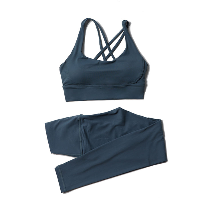 Premium Women's Yoga Set – Breathable Tracksuit for Fitness, Running, and Outdoor Sports – High-Waisted Leggings & Sports Bra, Comfortable & Elastic, Nylon-Spandex Blend, Removable Chest Pads, Invisible Waist Pocket
