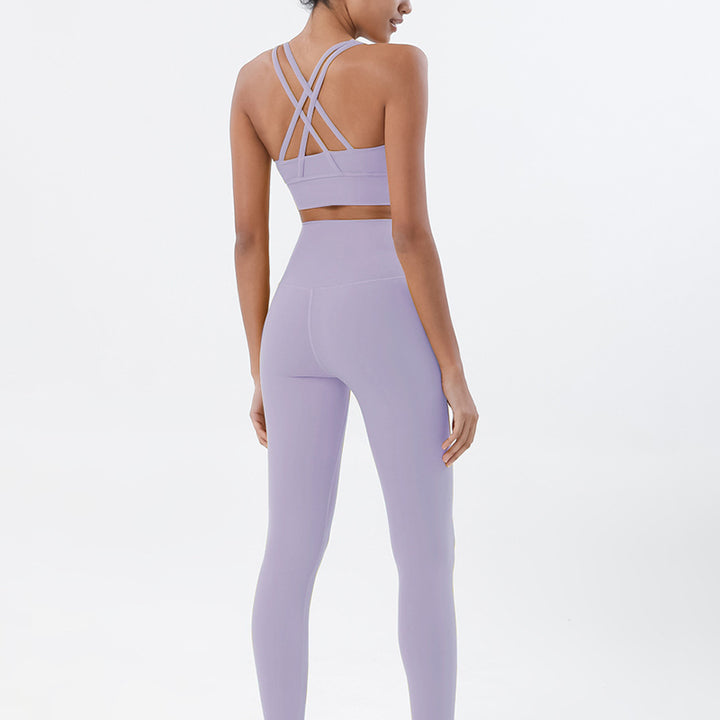 Premium Women's Yoga Set – Breathable Tracksuit for Fitness, Running, and Outdoor Sports – High-Waisted Leggings & Sports Bra, Comfortable & Elastic, Nylon-Spandex Blend, Removable Chest Pads, Invisible Waist Pocket