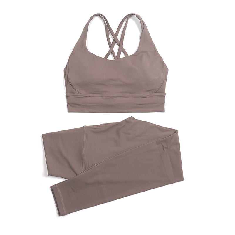 Premium Women's Yoga Set – Breathable Tracksuit for Fitness, Running, and Outdoor Sports – High-Waisted Leggings & Sports Bra, Comfortable & Elastic, Nylon-Spandex Blend, Removable Chest Pads, Invisible Waist Pocket