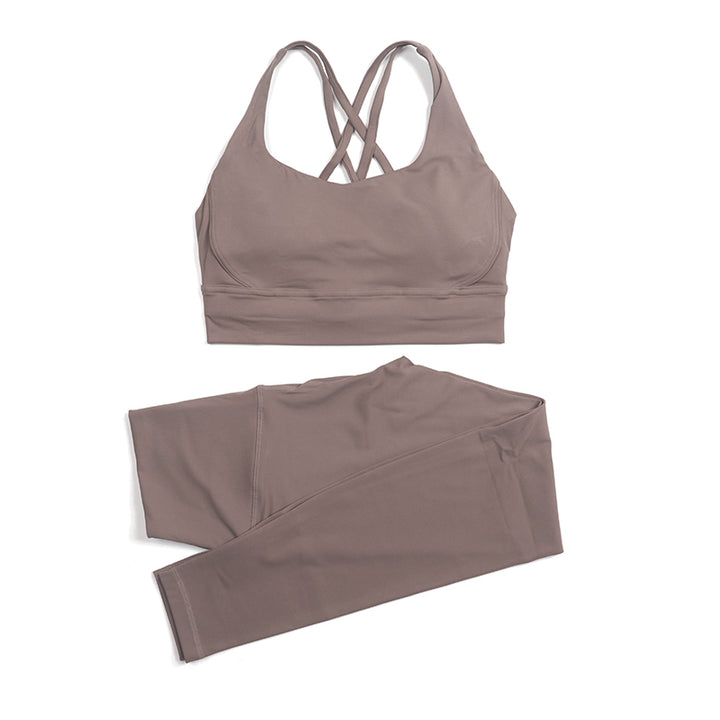 Premium Women's Yoga Set – Breathable Tracksuit for Fitness, Running, and Outdoor Sports – High-Waisted Leggings & Sports Bra, Comfortable & Elastic, Nylon-Spandex Blend, Removable Chest Pads, Invisible Waist Pocket
