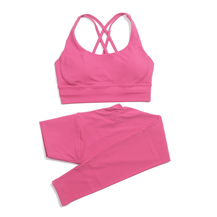 Premium Women's Yoga Set – Breathable Tracksuit for Fitness, Running, and Outdoor Sports – High-Waisted Leggings & Sports Bra, Comfortable & Elastic, Nylon-Spandex Blend, Removable Chest Pads, Invisible Waist Pocket