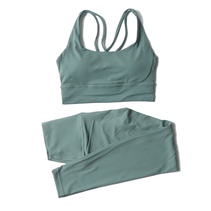 Premium Women's Yoga Set – Breathable Tracksuit for Fitness, Running, and Outdoor Sports – High-Waisted Leggings & Sports Bra, Comfortable & Elastic, Nylon-Spandex Blend, Removable Chest Pads, Invisible Waist Pocket