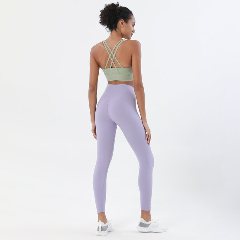 Premium Women's Yoga Set – Breathable Tracksuit for Fitness, Running, and Outdoor Sports – High-Waisted Leggings & Sports Bra, Comfortable & Elastic, Nylon-Spandex Blend, Removable Chest Pads, Invisible Waist Pocket