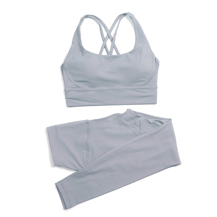 Premium Women's Yoga Set – Breathable Tracksuit for Fitness, Running, and Outdoor Sports – High-Waisted Leggings & Sports Bra, Comfortable & Elastic, Nylon-Spandex Blend, Removable Chest Pads, Invisible Waist Pocket