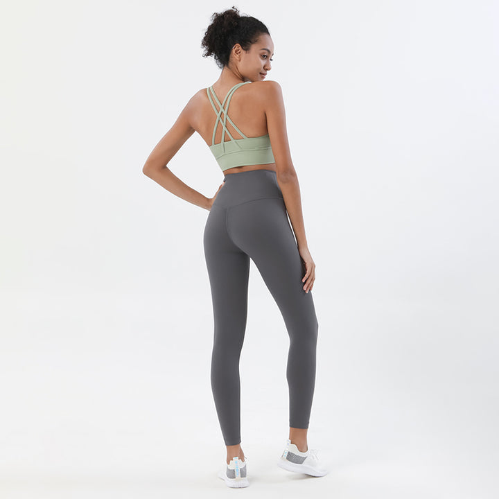 Premium Women's Yoga Set – Breathable Tracksuit for Fitness, Running, and Outdoor Sports – High-Waisted Leggings & Sports Bra, Comfortable & Elastic, Nylon-Spandex Blend, Removable Chest Pads, Invisible Waist Pocket