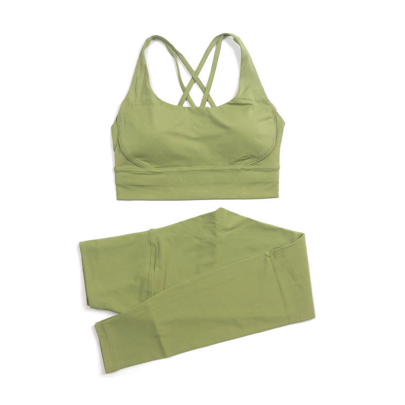 Premium Women's Yoga Set – Breathable Tracksuit for Fitness, Running, and Outdoor Sports – High-Waisted Leggings & Sports Bra, Comfortable & Elastic, Nylon-Spandex Blend, Removable Chest Pads, Invisible Waist Pocket