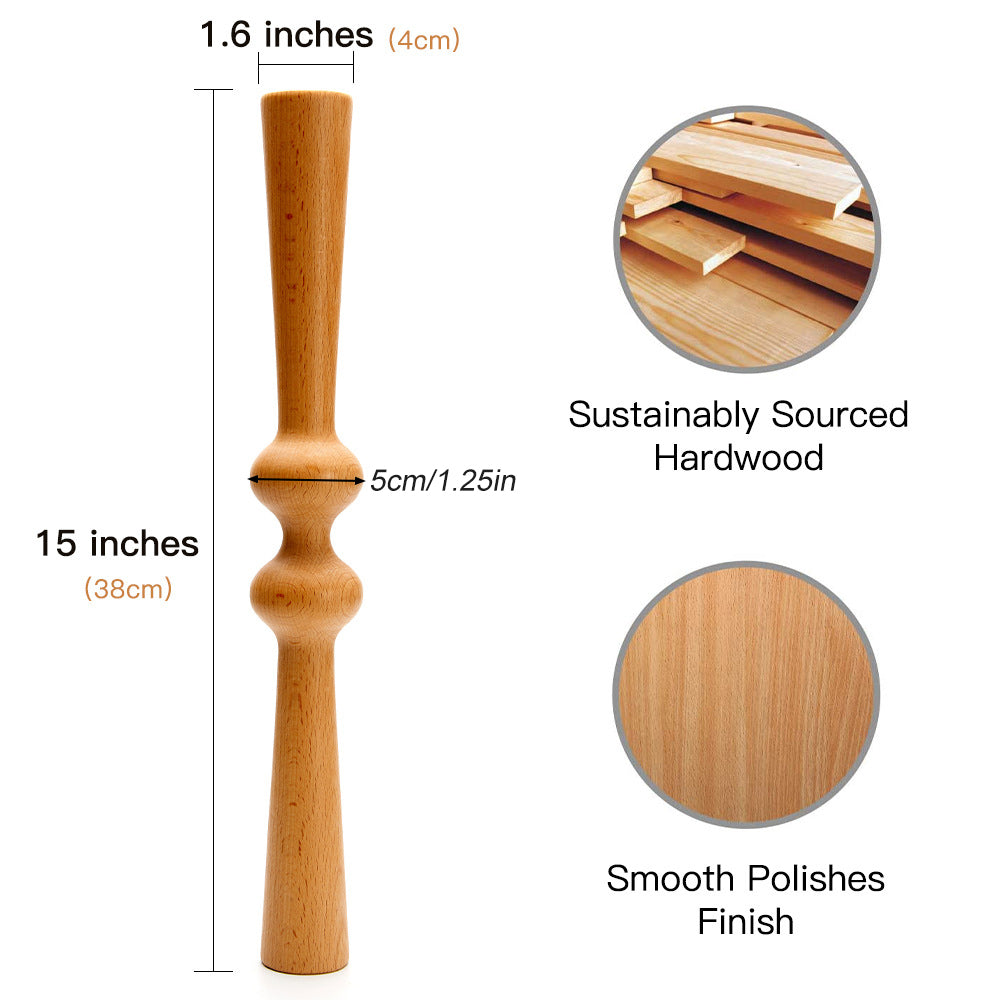Premium Wood Back Roller for Muscle Recovery, Spine Alignment & Pain Relief, Manual Back Massager, Deep Tissue Roller for Back, Waist, Neck, Shoulders, and Calves, High-Quality Rubber Wood