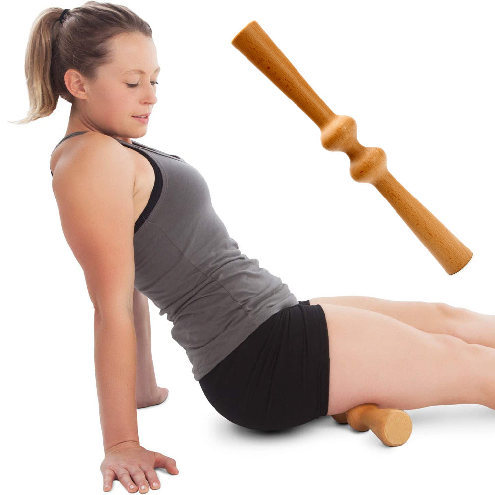 Premium Wood Back Roller for Muscle Recovery, Spine Alignment & Pain Relief, Manual Back Massager, Deep Tissue Roller for Back, Waist, Neck, Shoulders, and Calves, High-Quality Rubber Wood