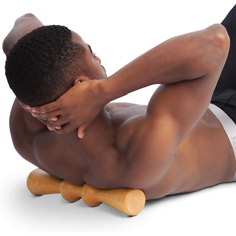 Premium Wood Back Roller for Muscle Recovery, Spine Alignment & Pain Relief, Manual Back Massager, Deep Tissue Roller for Back, Waist, Neck, Shoulders, and Calves, High-Quality Rubber Wood