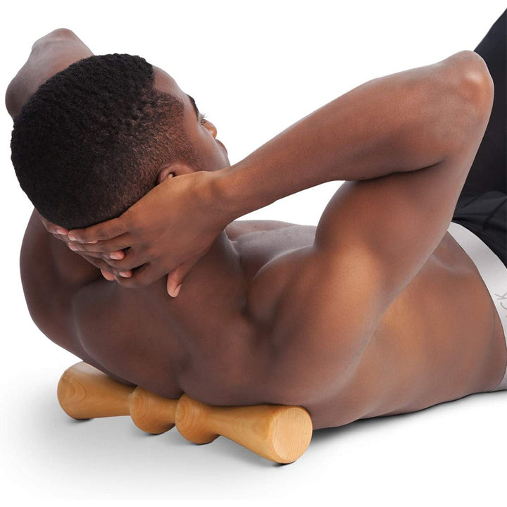Premium Wood Back Roller for Muscle Recovery, Spine Alignment & Pain Relief, Manual Back Massager, Deep Tissue Roller for Back, Waist, Neck, Shoulders, and Calves, High-Quality Rubber Wood