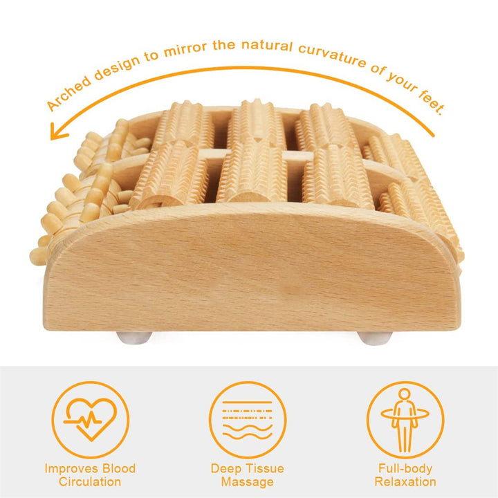 Premium Wooden Foot Massager Roller - Reflexology Tool for Muscle Relaxation, Pain Relief, Spa Gift for Anxiety, Insomnia, Varicose Veins, and Joint Pain Treatment