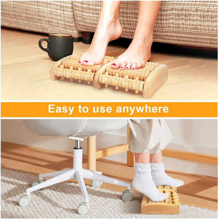 Premium Wooden Foot Massager Roller - Reflexology Tool for Muscle Relaxation, Pain Relief, Spa Gift for Anxiety, Insomnia, Varicose Veins, and Joint Pain Treatment