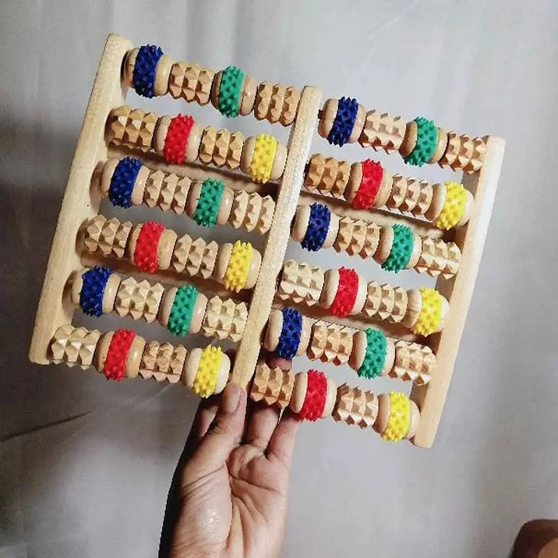 Premium Wooden Foot Massager Roller - Reflexology Tool for Muscle Relaxation, Pain Relief, Spa Gift for Anxiety, Insomnia, Varicose Veins, and Joint Pain Treatment