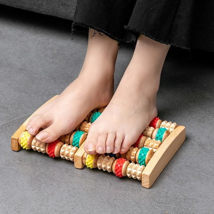 Premium Wooden Foot Massager Roller - Reflexology Tool for Muscle Relaxation, Pain Relief, Spa Gift for Anxiety, Insomnia, Varicose Veins, and Joint Pain Treatment