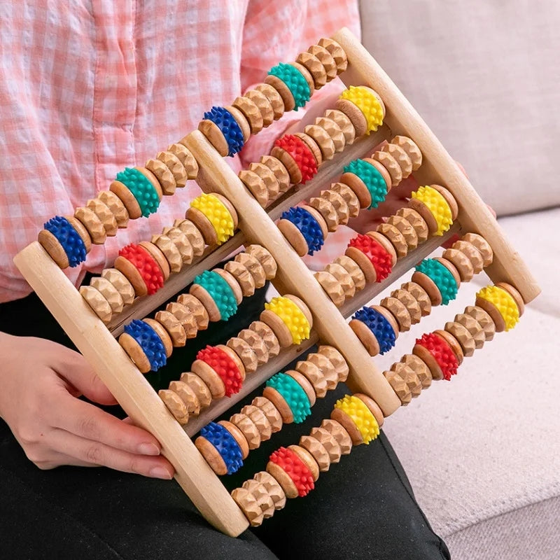 Premium Wooden Foot Massager Roller - Reflexology Tool for Muscle Relaxation, Pain Relief, Spa Gift for Anxiety, Insomnia, Varicose Veins, and Joint Pain Treatment