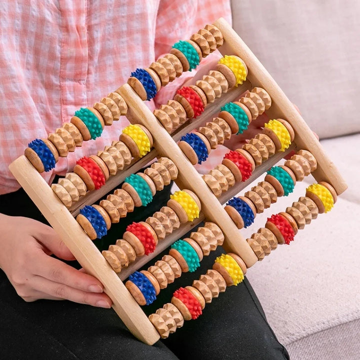 Premium Wooden Foot Massager Roller - Reflexology Tool for Muscle Relaxation, Pain Relief, Spa Gift for Anxiety, Insomnia, Varicose Veins, and Joint Pain Treatment