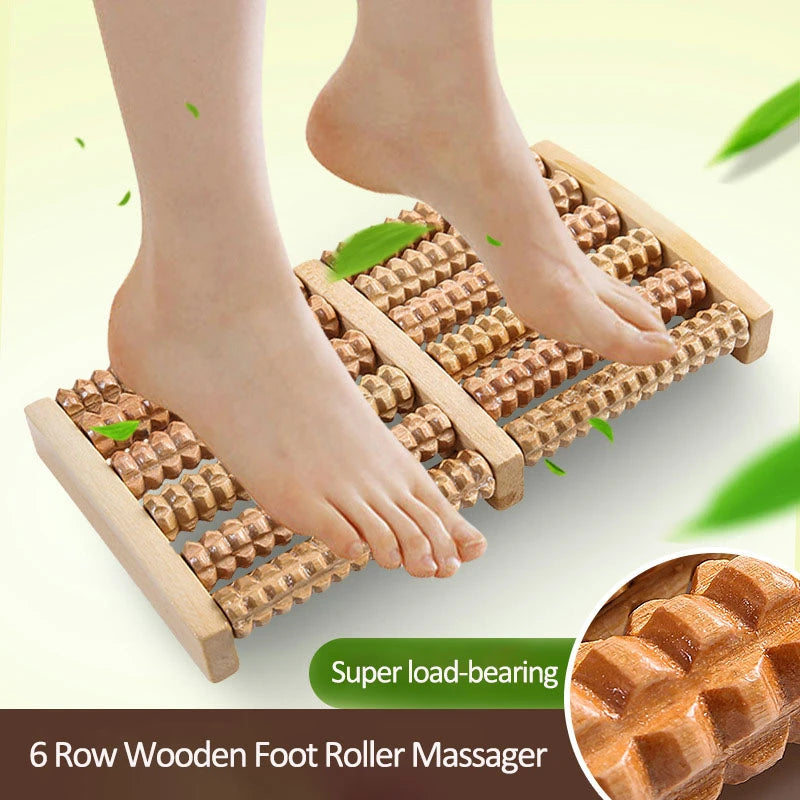 Premium Wooden Foot Massager Roller - Reflexology Tool for Muscle Relaxation, Pain Relief, Spa Gift for Anxiety, Insomnia, Varicose Veins, and Joint Pain Treatment