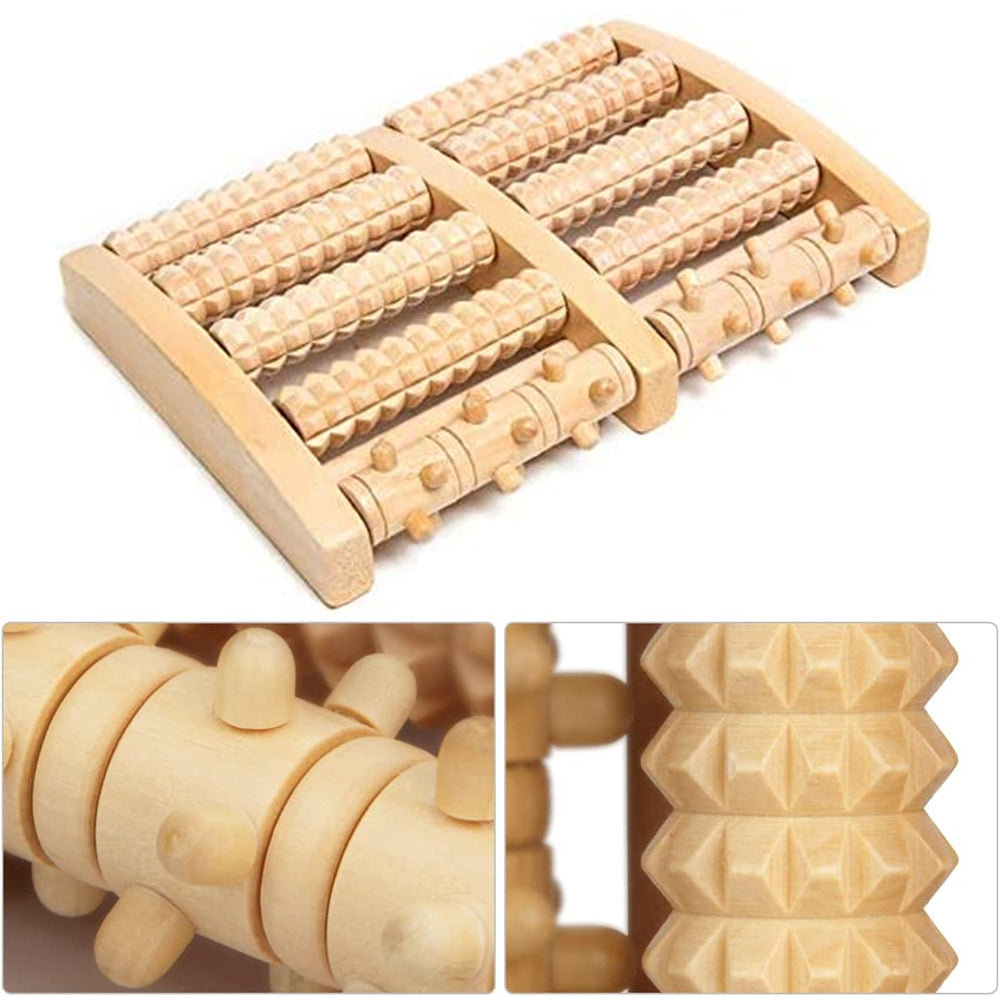 Premium Wooden Foot Massager Roller - Reflexology Tool for Muscle Relaxation, Pain Relief, Spa Gift for Anxiety, Insomnia, Varicose Veins, and Joint Pain Treatment