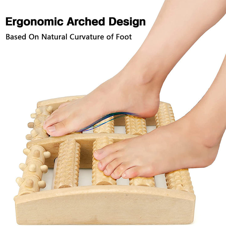 Premium Wooden Foot Massager Roller - Reflexology Tool for Muscle Relaxation, Pain Relief, Spa Gift for Anxiety, Insomnia, Varicose Veins, and Joint Pain Treatment