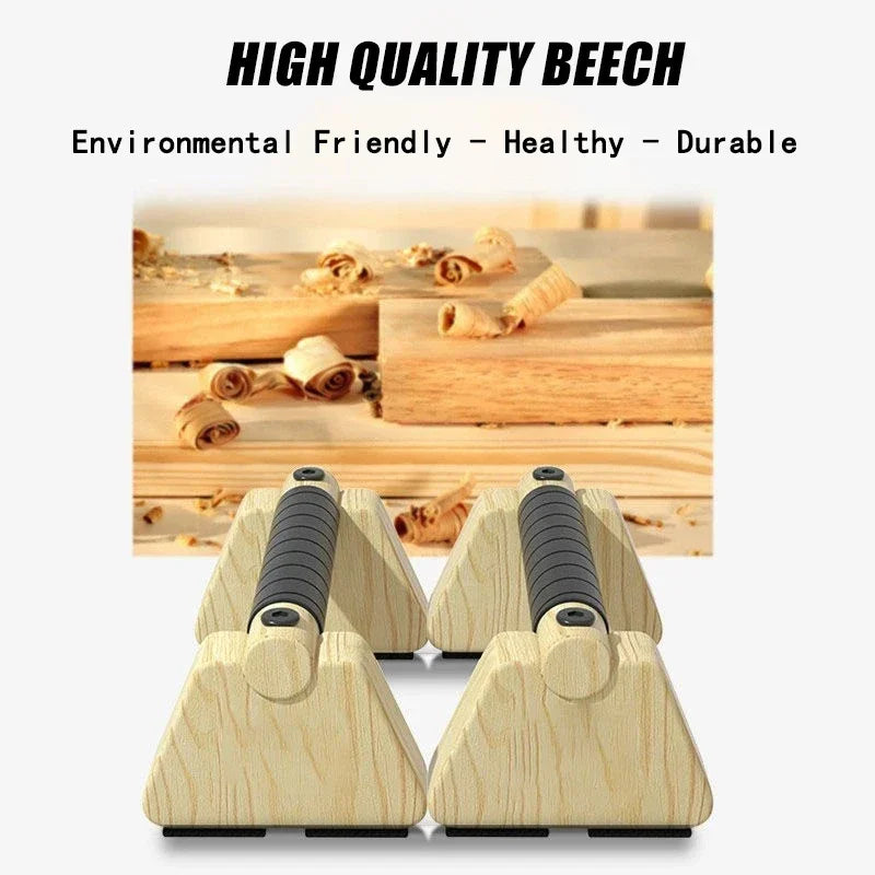 Premium Wooden Push-up Bars – Beech Wood Pull Up Stand Handles for Home Fitness, Calisthenics Exercise Equipment, Non-slip Cotton & Stickers, Durable 300KG Weight Capacity, Stylish & Comfortable
