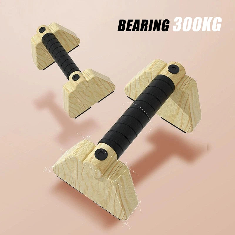 Premium Wooden Push-up Bars – Beech Wood Pull Up Stand Handles for Home Fitness, Calisthenics Exercise Equipment, Non-slip Cotton & Stickers, Durable 300KG Weight Capacity, Stylish & Comfortable