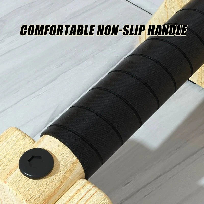 Premium Wooden Push-up Bars – Beech Wood Pull Up Stand Handles for Home Fitness, Calisthenics Exercise Equipment, Non-slip Cotton & Stickers, Durable 300KG Weight Capacity, Stylish & Comfortable