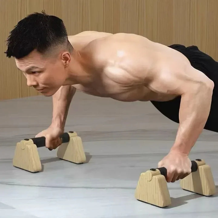 Premium Wooden Push-up Bars – Beech Wood Pull Up Stand Handles for Home Fitness, Calisthenics Exercise Equipment, Non-slip Cotton & Stickers, Durable 300KG Weight Capacity, Stylish & Comfortable