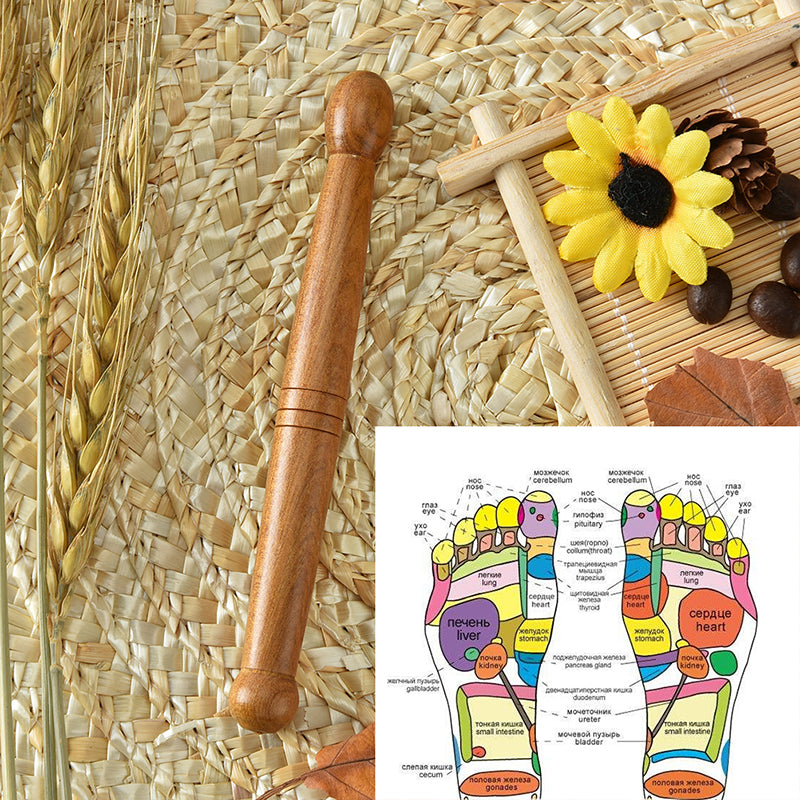 Premium Wooden Spa Massage Tool - Muscle Roller Stick for Cellulite Blasting, Deep Tissue Release, Foot and Body Self-Massage Tool