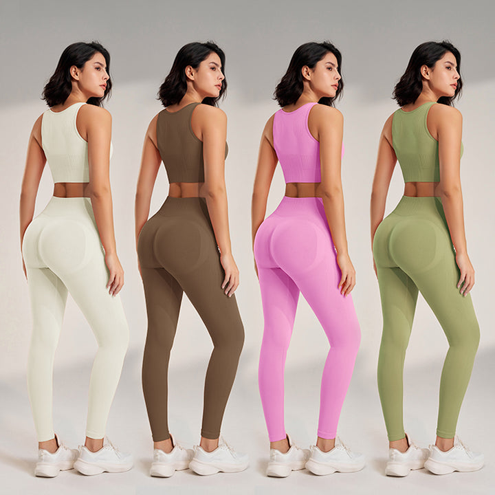 Premium Yoga Clothing Set – Women's High Waisted Leggings & Seamless Top – Comfortable Fitness & Exercise Wear – Ideal for Workout, Pilates, and Yoga – Breathable and Supportive