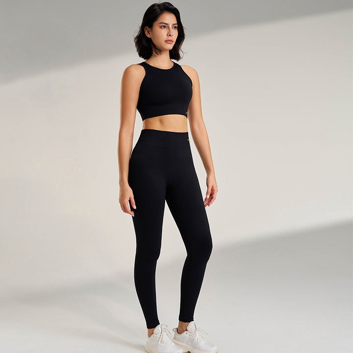 Premium Yoga Clothing Set – Women's High Waisted Leggings & Seamless Top – Comfortable Fitness & Exercise Wear – Ideal for Workout, Pilates, and Yoga – Breathable and Supportive