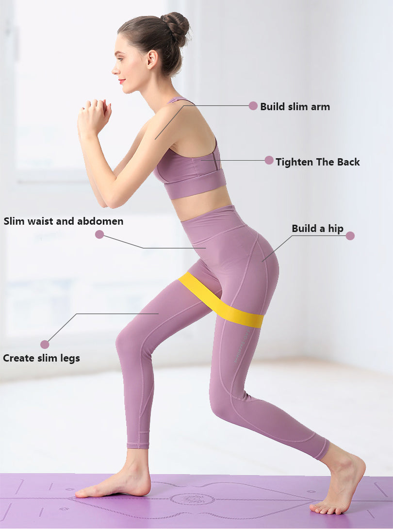 Premium Yoga Resistance Bands Set – Elastic Fitness Bands for Home Workout, Strength Training, Pilates, Bodybuilding & Injury Recovery – 5 Resistance Levels (Light Pink to Purple)