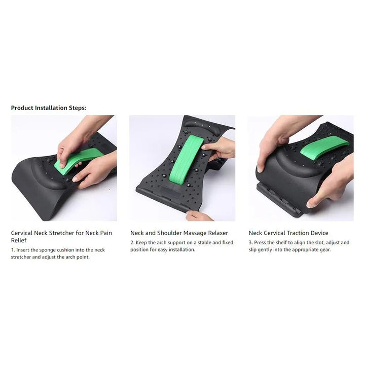 Premium 4-Level Neck Stretcher with Massage Apparatus – Magnetotherapy and Back Stretch Massager for Lumbar and Cervical Spine Support, Pain Relief, Adjustable Ergonomic Design for Neck and Upper Back - StrengthXPhysiotherapy