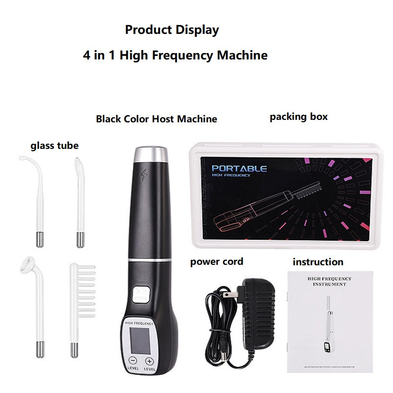 Premium High Frequency Facial Machine, Screen Display Electro Therapy Wand with Glass Tube, Anti-Acne & Wrinkle Removal, Skin
