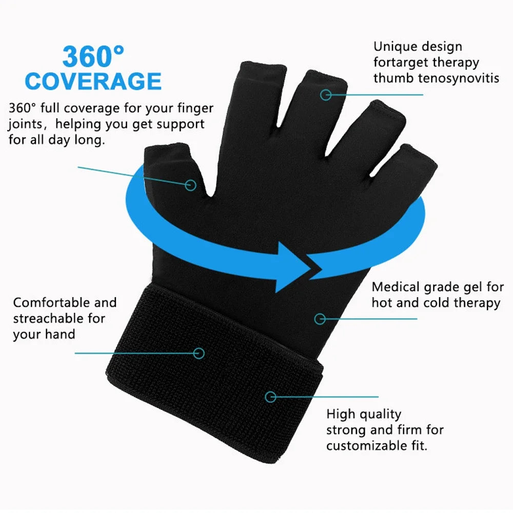 Premium Hot & Cold Therapy Gloves for Arthritis Relief – Adjustable Finger Compression Ice Pack for Wrist Sprains, Tendinitis
