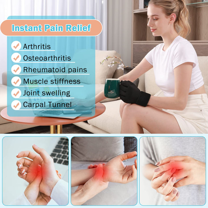 Premium Hot & Cold Therapy Gloves for Arthritis Relief – Adjustable Finger Compression Ice Pack for Wrist Sprains, Tendinitis