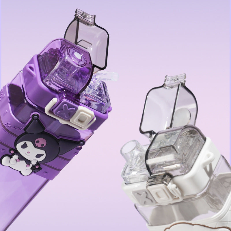 Premium Sanrio Cartoon Water Bottle – 520ML Double Drink Cup – Large Capacity Plastic Bottle for Students – Featuring Melody