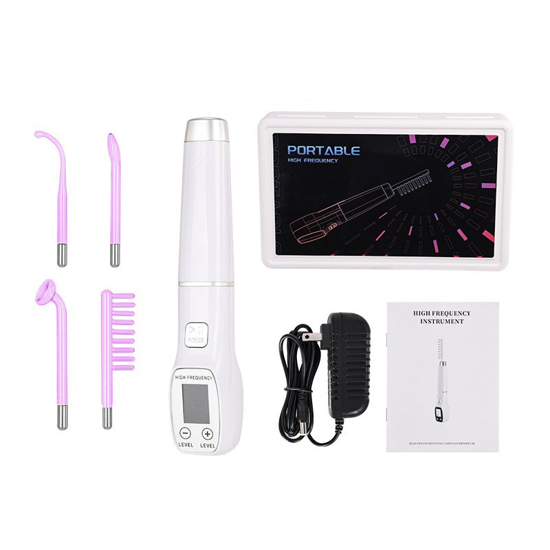 Premium High Frequency Facial Machine, Screen Display Electro Therapy Wand with Glass Tube, Anti-Acne & Wrinkle Removal, Skin