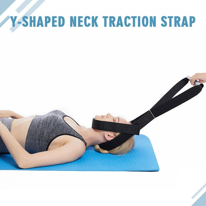 Premium Y-Shaped Iron Pipe Neck Cervical Traction Belt - Adjustable Decompression Brace for Spinal Stretching, Pain Relief, 