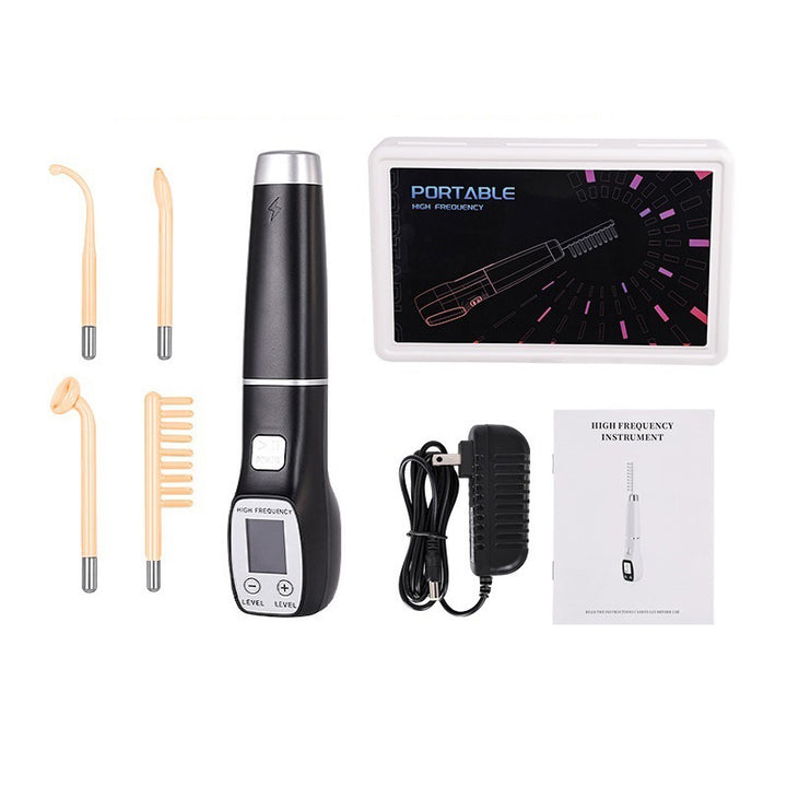Premium High Frequency Facial Machine, Screen Display Electro Therapy Wand with Glass Tube, Anti-Acne & Wrinkle Removal, Skin