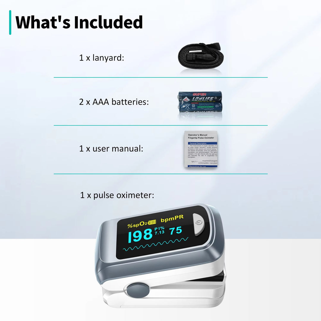 Premium Fingertip Pulse Oximeter – SPO2, Heart Rate, and Perfusion Index Monitor with OLED Display, Fast 8-Second Reading, and Auto Shut-Down, Ideal for Adults and Teens Above 12 - StrengthXPhysiotherapy