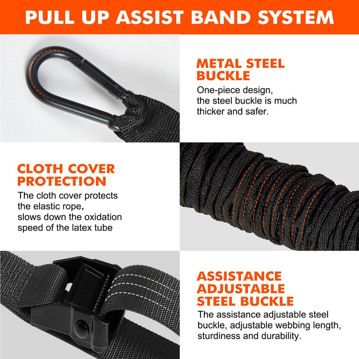 Premium Pull-up Assistance Bands for Fitness Training – Elastic Resistance Bands with Steel Buckle for Home Workout, 