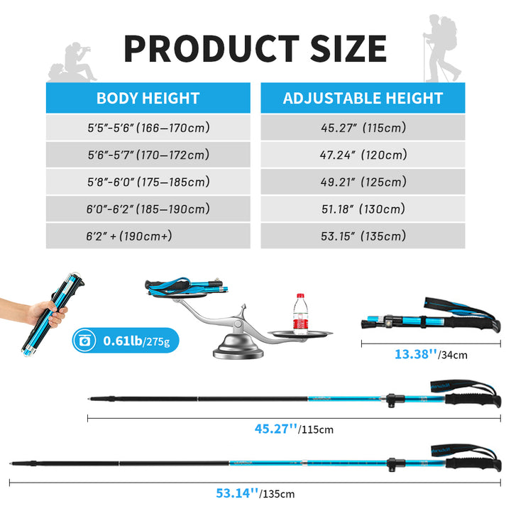 Premium Multifunctional Walking Stick – Telescopic Hiking Cane, Folding Trekking Poles for Seniors, Lightweight Aluminum 