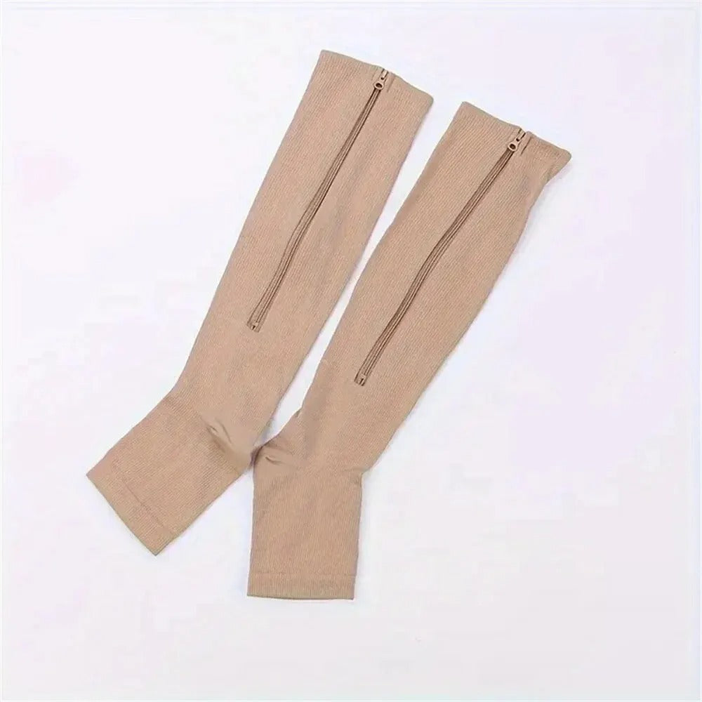 Premium Compression Socks with Zipper for Men & Women – Support for Improved Circulation, Pain & Swelling Relief – 1 Pair of Stable, Breathable Compression Stockings - StrengthXPhysiotherapy
