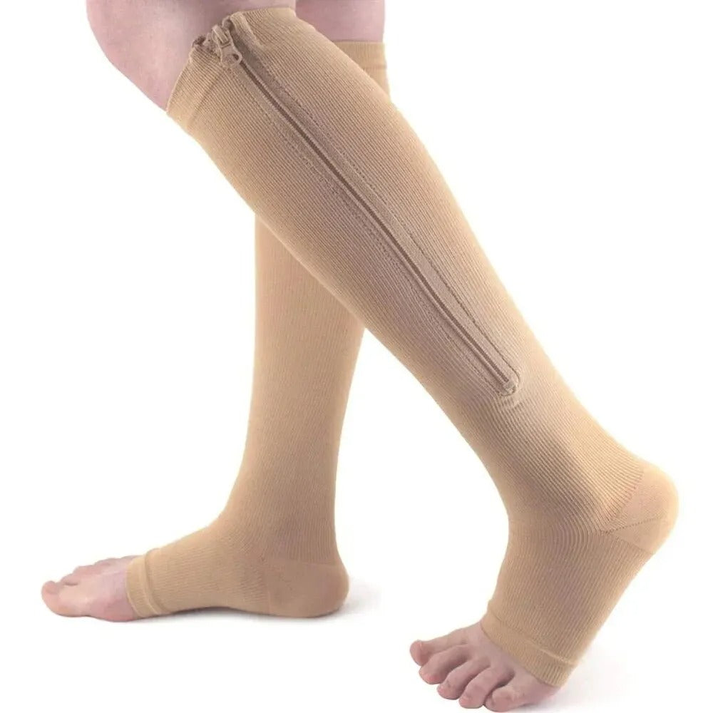 Premium Compression Socks with Zipper for Men & Women – Support for Improved Circulation, Pain & Swelling Relief – 1 Pair of Stable, Breathable Compression Stockings - StrengthXPhysiotherapy