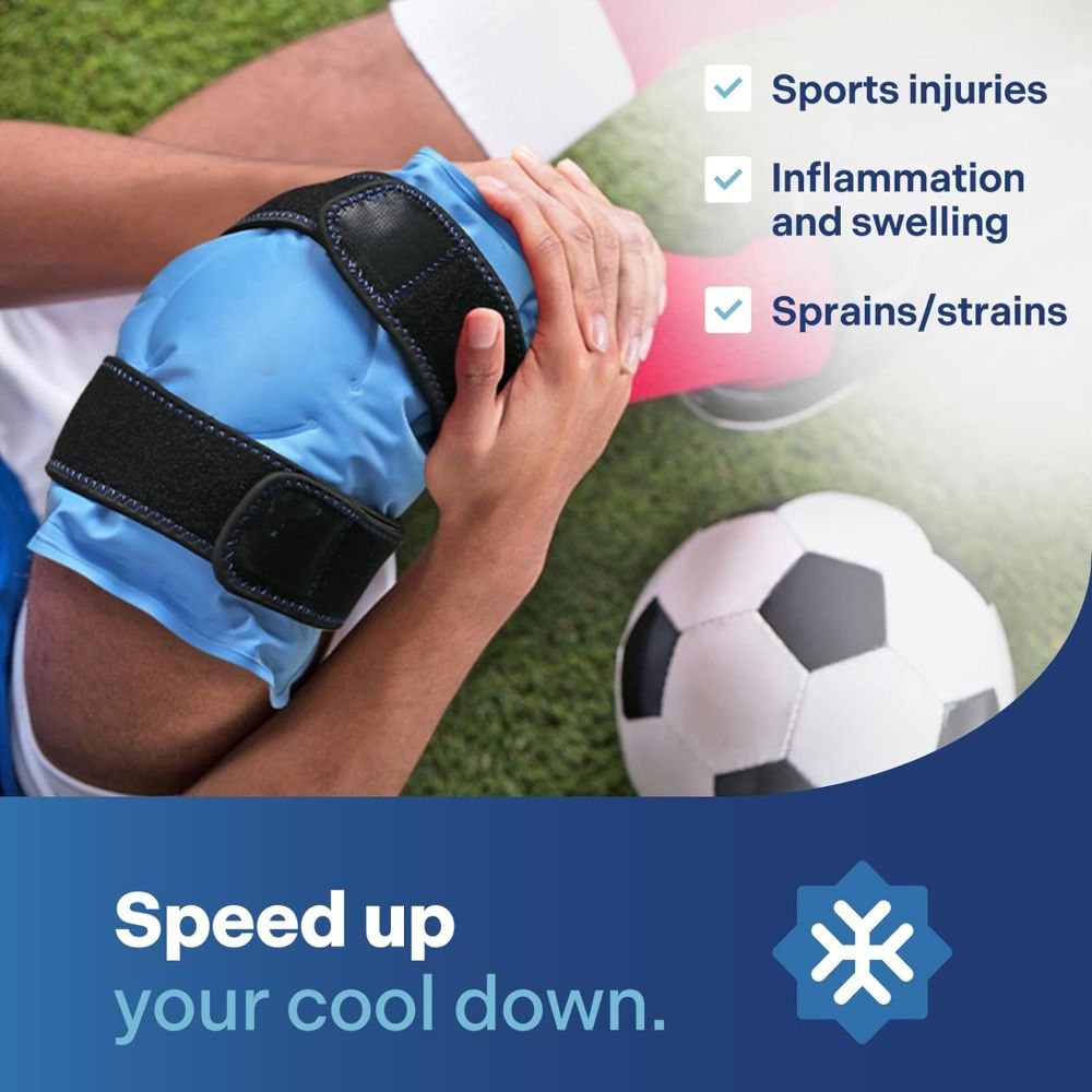 Premium Reusable Knee Ice Pack Wrap – Hot Cold Compress Therapy for Pain Relief, Gel Knee Support for Sprains, Injuries, Full