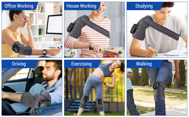 Premium Electrically Heated Shoulder Pads - USB Charging, 3 Heating Levels, 5000mAh Battery, Vibration Massage Device for Pain Relief and Muscle Relaxation - StrengthXPhysiotherapy