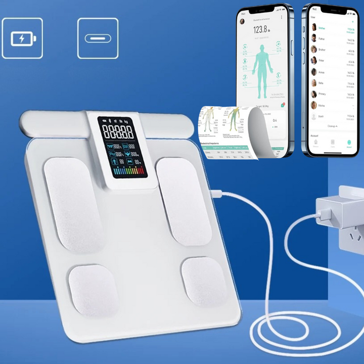 Premium Smart Body Composition Scale – 8 Electrode Bioimpedance Digital Weight Scale, Tracks Body Fat, Water, Muscle Mass, BMI, and More, Accurate Measurements for Health Monitoring - StrengthXPhysiotherapy